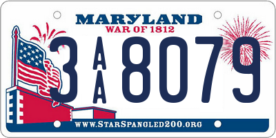 MD license plate 3AA8079