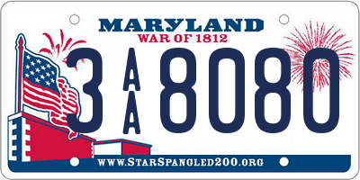 MD license plate 3AA8080