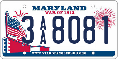 MD license plate 3AA8081