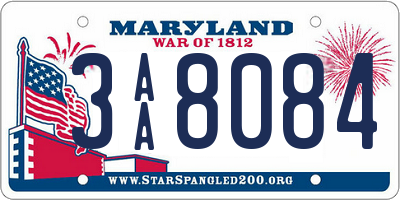 MD license plate 3AA8084