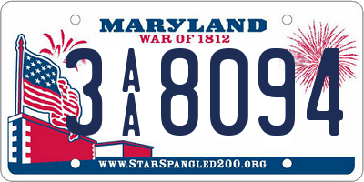 MD license plate 3AA8094