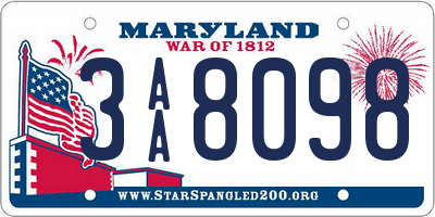 MD license plate 3AA8098