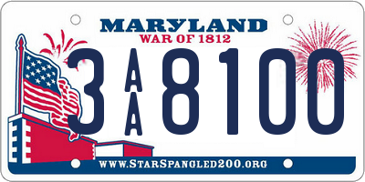 MD license plate 3AA8100