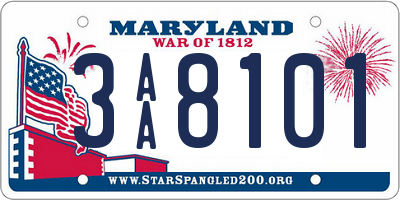 MD license plate 3AA8101