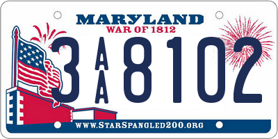 MD license plate 3AA8102