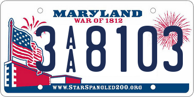 MD license plate 3AA8103