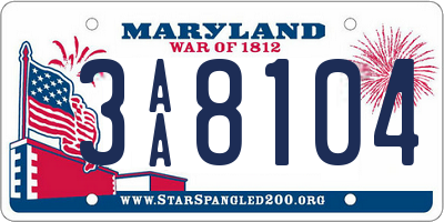 MD license plate 3AA8104