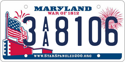 MD license plate 3AA8106