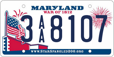 MD license plate 3AA8107