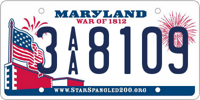 MD license plate 3AA8109