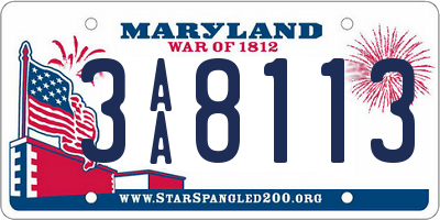 MD license plate 3AA8113