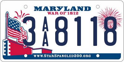 MD license plate 3AA8118