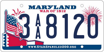MD license plate 3AA8120