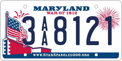 MD license plate 3AA8121