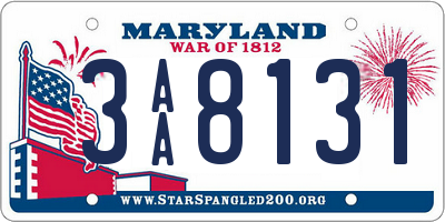 MD license plate 3AA8131