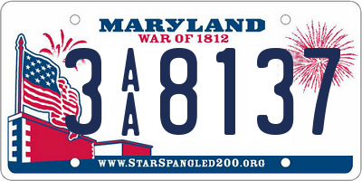 MD license plate 3AA8137