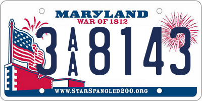 MD license plate 3AA8143