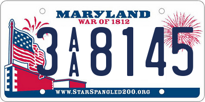 MD license plate 3AA8145