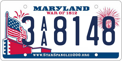 MD license plate 3AA8148