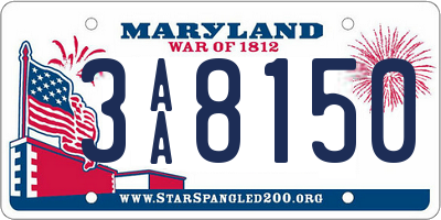 MD license plate 3AA8150