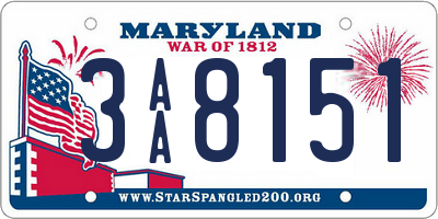 MD license plate 3AA8151