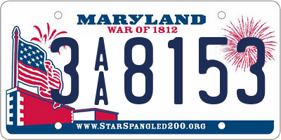 MD license plate 3AA8153