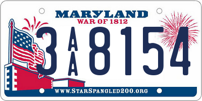 MD license plate 3AA8154