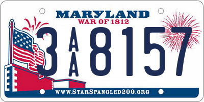 MD license plate 3AA8157