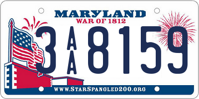 MD license plate 3AA8159