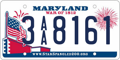 MD license plate 3AA8161