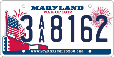 MD license plate 3AA8162