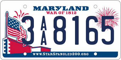 MD license plate 3AA8165