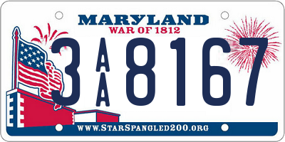 MD license plate 3AA8167