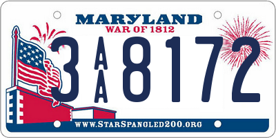 MD license plate 3AA8172