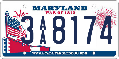 MD license plate 3AA8174