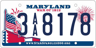 MD license plate 3AA8178