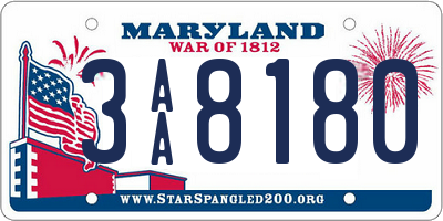 MD license plate 3AA8180