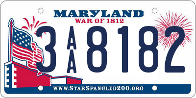 MD license plate 3AA8182