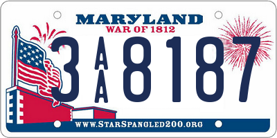 MD license plate 3AA8187