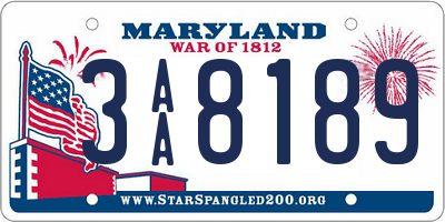 MD license plate 3AA8189