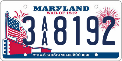 MD license plate 3AA8192