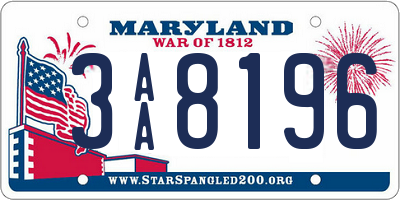 MD license plate 3AA8196