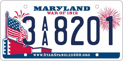 MD license plate 3AA8201