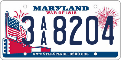 MD license plate 3AA8204