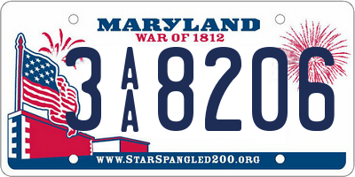 MD license plate 3AA8206
