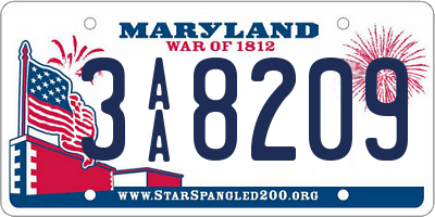 MD license plate 3AA8209