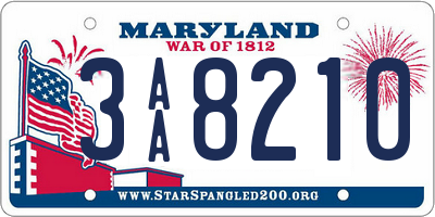 MD license plate 3AA8210