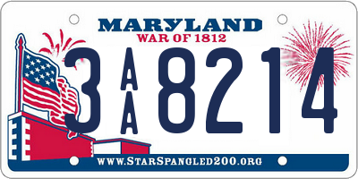 MD license plate 3AA8214