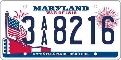 MD license plate 3AA8216