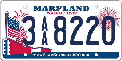 MD license plate 3AA8220